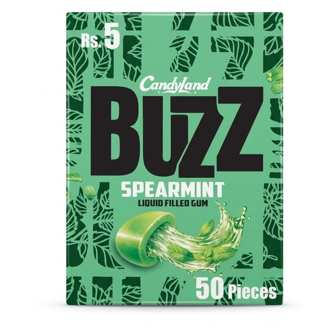 Candyland Buzz Spearmint Liquid Filled Gum (50Pcs)