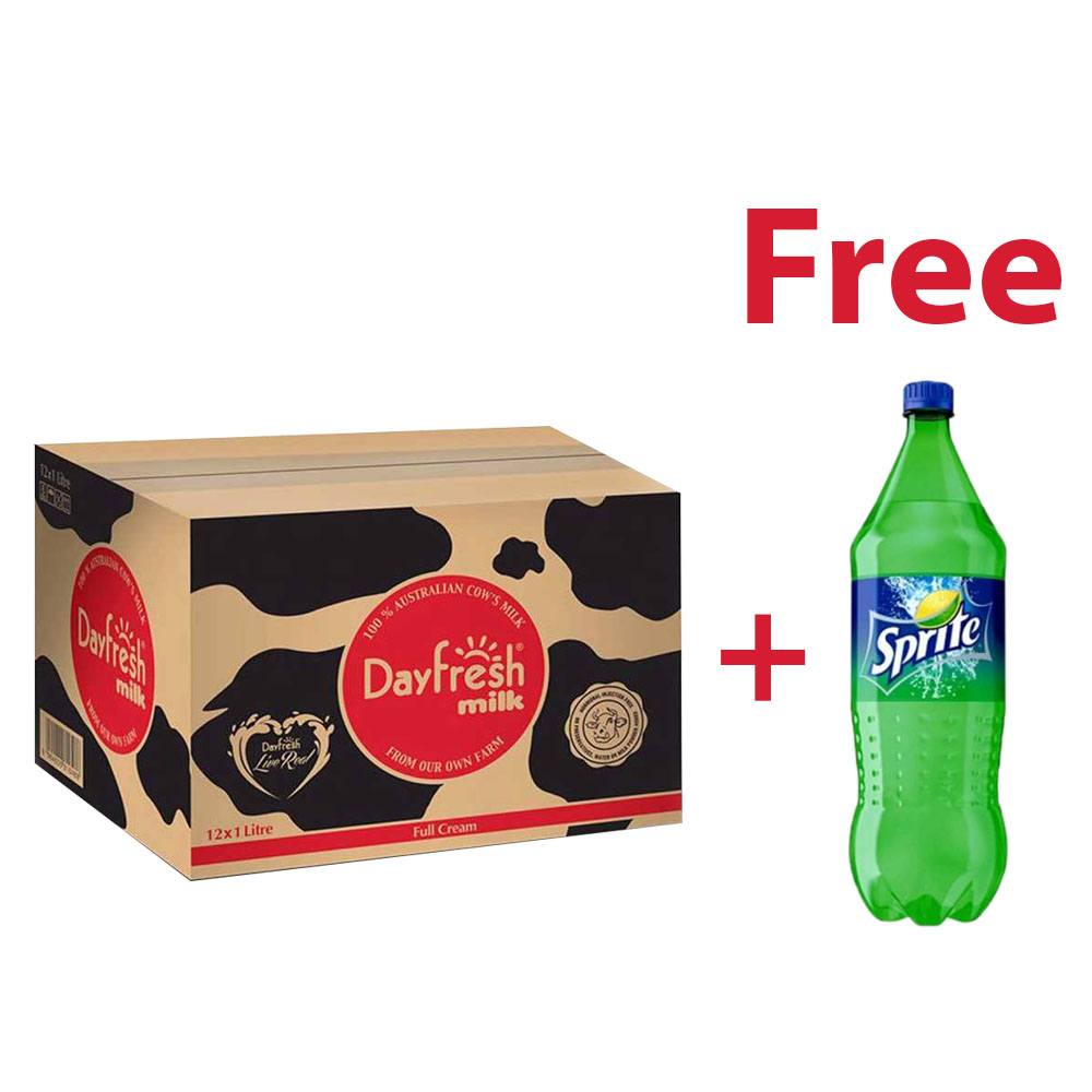 Buy Day Fresh Full Cream Milk 12x1Ltr Ctn with FREE 1Ltr Sprite At Best