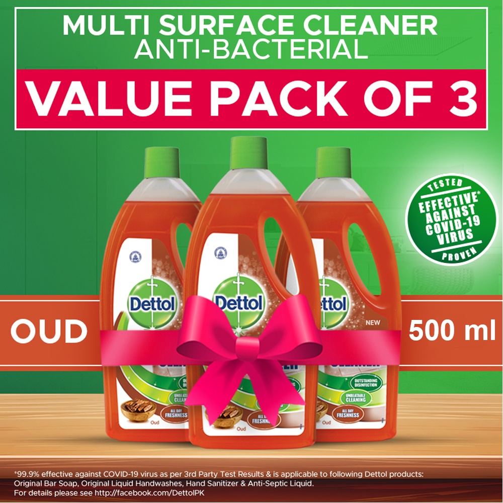 Buy Dettol Floor Cleaner Oud Bundle Pack 0.5Ltr X 3 At Best Price