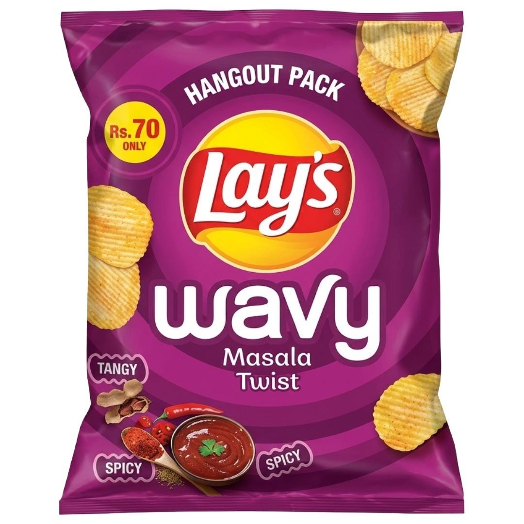 Lays Wavy Masala Twist Tangy Spicy Sweet Rs.70