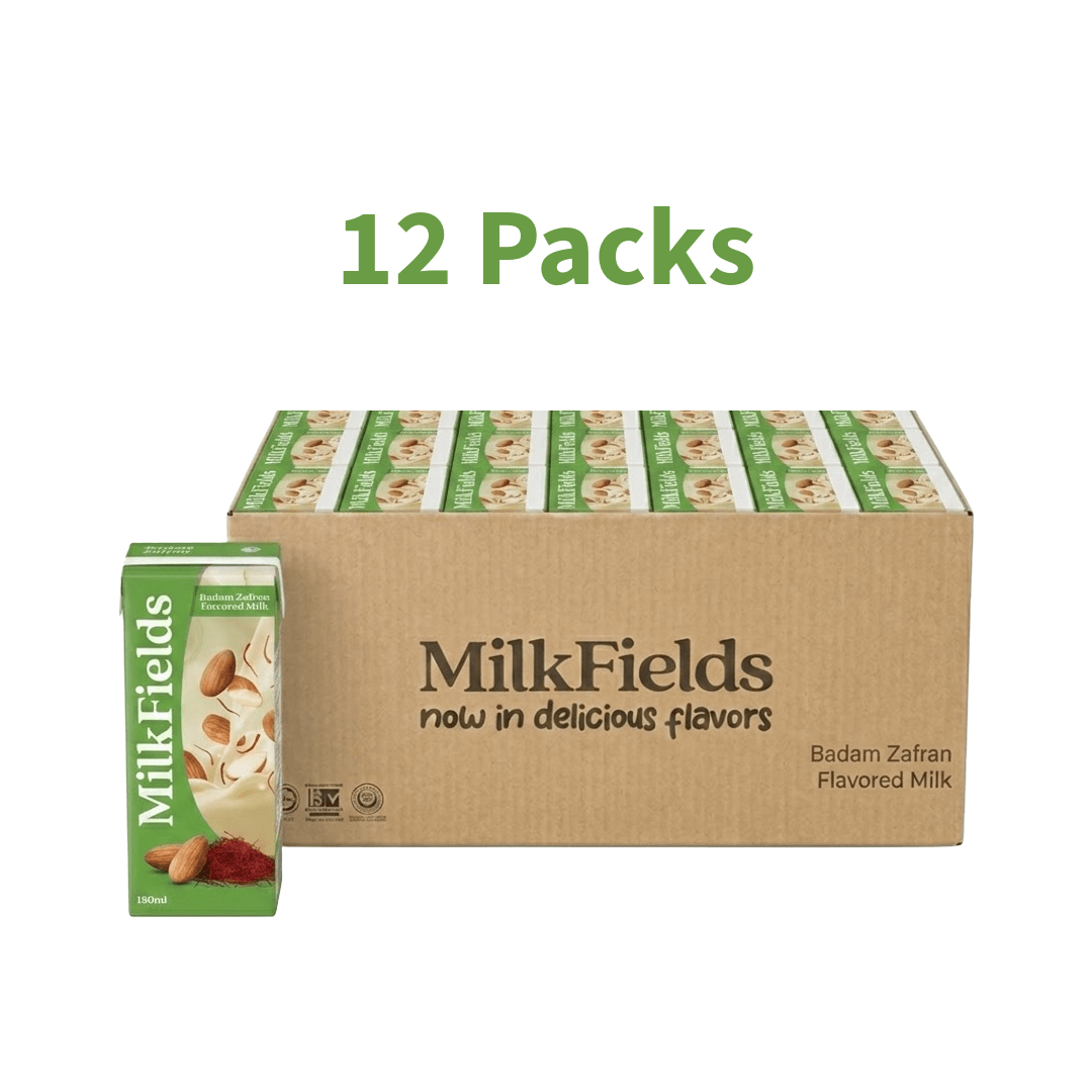 MilkFields Flavored Milk Badam Zafran 180ML X 12