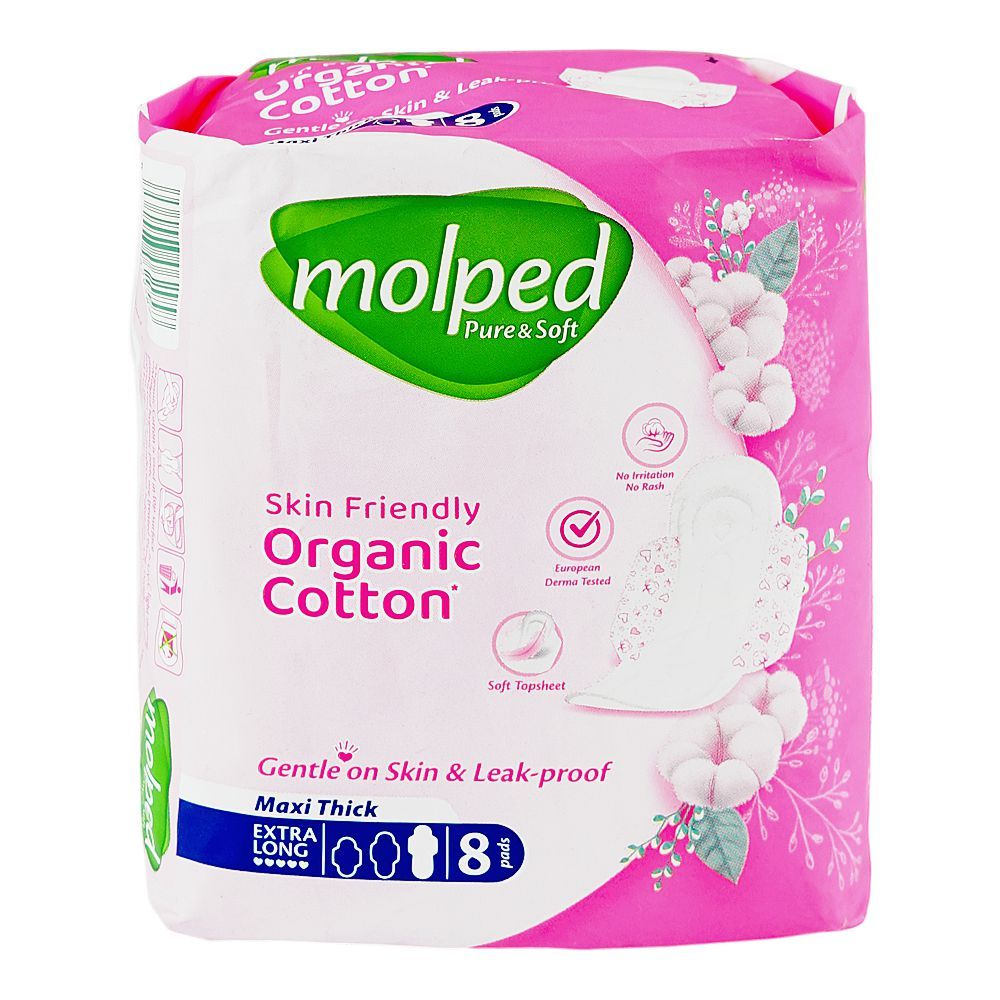 Molped Maxi Thick Extra Long Skin Friendly Organic Cotton (8 Pcs)