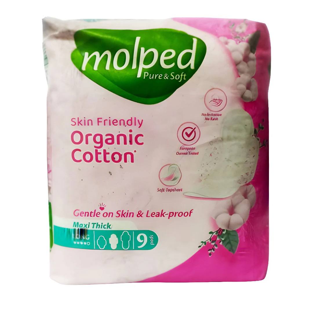 Molped Maxi Thick Long Skin Friendly Organic Cotton (9 Pcs )