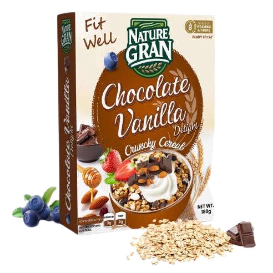 Nature Gran Chocolate Vanilla Delight Cereal Box