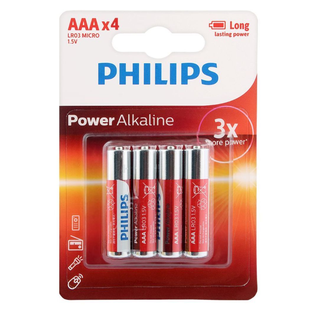 Buy Philips Power Alkaline LR03 AAA Batteries 1.5V Pack of 4 At Best Price GrocerApp