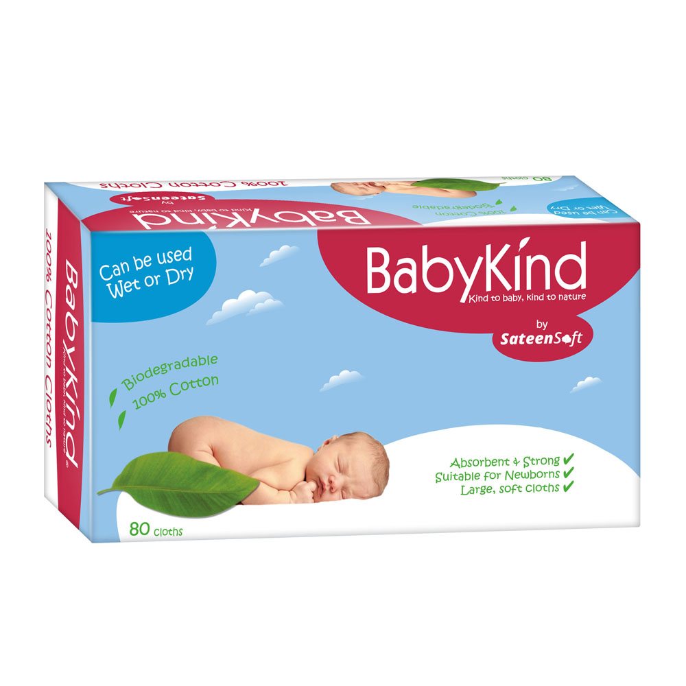 Sateen Soft Cotton Dry Baby Kind Wipes