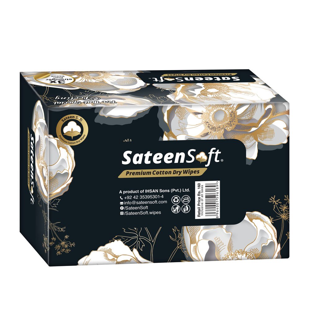 Sateen Soft Cotton Dry Wipes Lifestyle Black