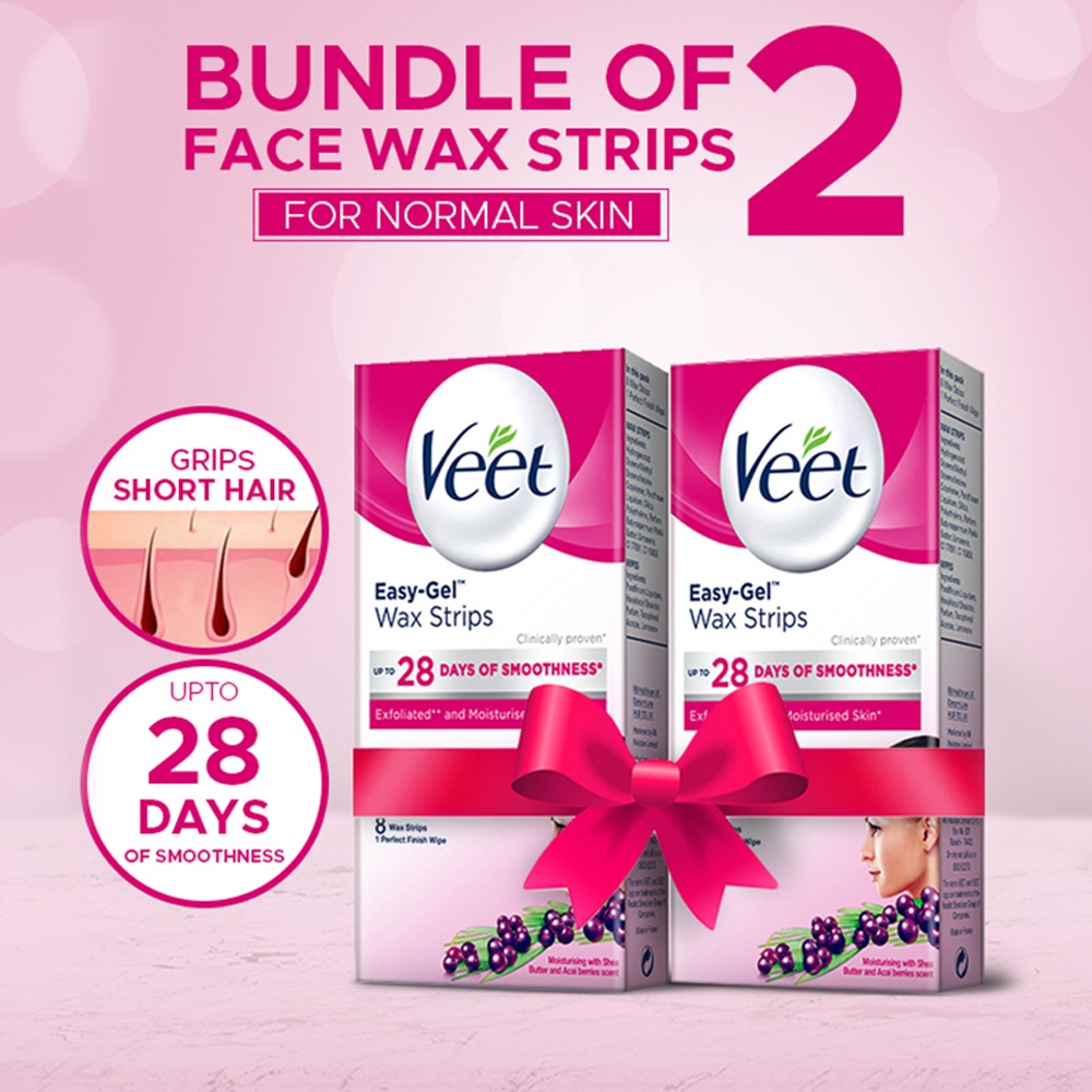 Buy Veet EasyGel Wax Strips Normal Skin 8Pcs X 2 Bundle Pack At Best