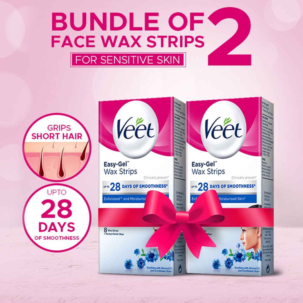 Buy Veet EasyGel Wax Strips Sensitive Skin 8 Pcs X 2 Bundle Pack At